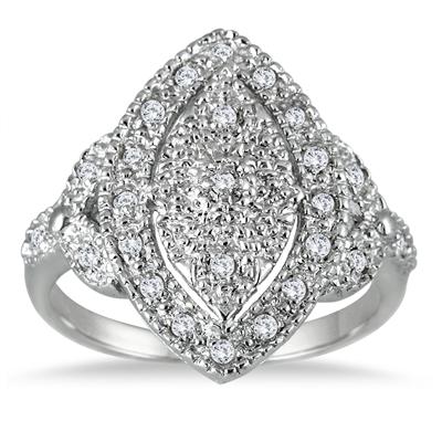 1/4 Carat Genuine Diamond Antique Ring in .925 Sterling Silver