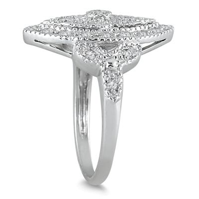 1/4 Carat Genuine Diamond Antique Ring in .925 Sterling Silver