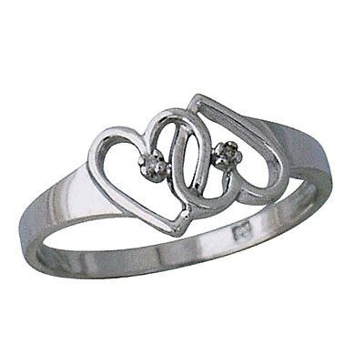 Dual Heart Diamond Ring in 10kt White Gold