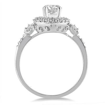 7/8 Carat Antique Diamond Ring in 14K White Gold