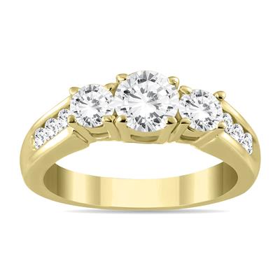 1 1/2 Carat TW Diamond Three Stone Ring in 10K Yellow Gold