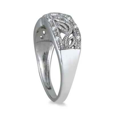 Diamond Engraved Antique Ring in .925 Sterling Silver