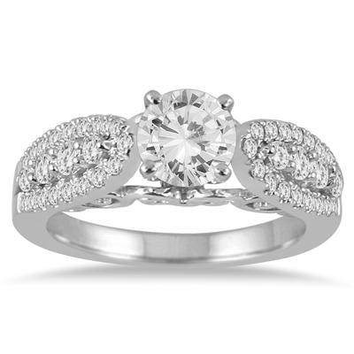 For Her - Certified 1 1/2 Carat TW Diamond Engagement Ring in 14K White Gold (J-K Color, I2-I3 Clarity)
