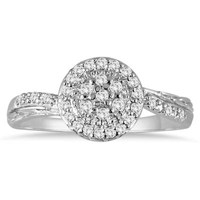 1/4 Carat Diamond Cluster Ring in 10K White Gold