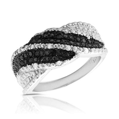 1/4 Carat Black and White Diamond Ring in .925 Sterling Silver 