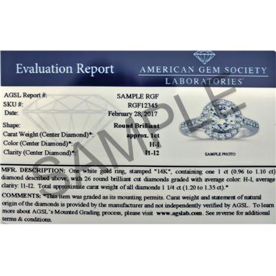AGS Certified 1 Carat Diamond Engraved Ring in 14K White Gold (J-K Color, I2-I3 Clarity)