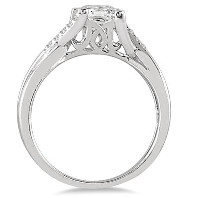 7/8 Carat TW Princess Cut Diamond Engagement Ring in 14K White Gold
