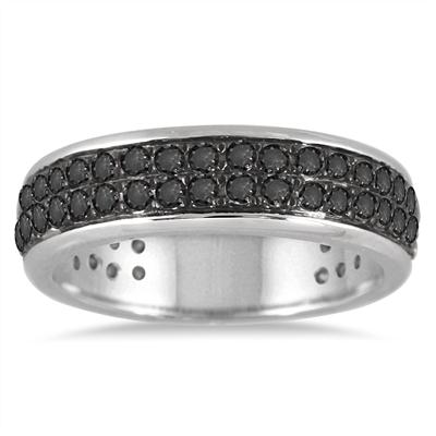 1 Carat Black Diamond Band in .925 Sterling Silver