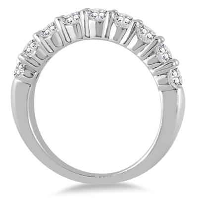 1 1/3 Carat TW 9 Stone Diamond Wedding Band in 14K White Gold
