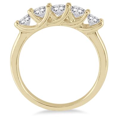 1 Carat TW Five Stone Diamond Wedding Band in 10K Yellow Gold