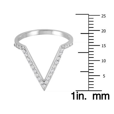 1/4 Carat TW Open Diamond V Ring in 14K White Gold 