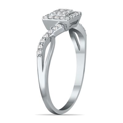 1/5 Carat TW Diamond Square Halo Twist Ring in 10K White Gold