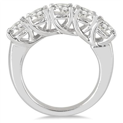 3 Carat TW Five Stone Diamond Wedding Band in 14K White Gold