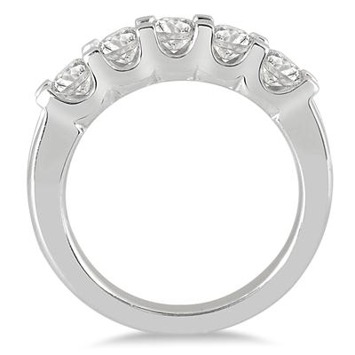 1 Carat TW Five Stone Diamond Wedding Band in 14K White Gold