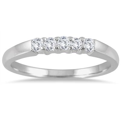 1/4 Carat TW Five Stone Diamond Wedding Band in 10K White Gold