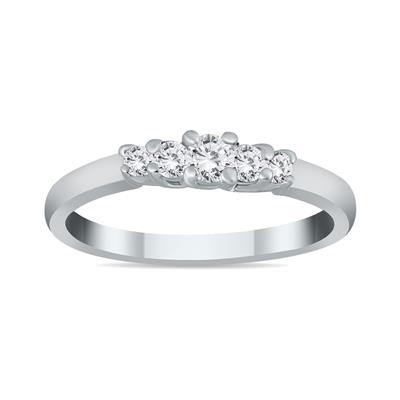 1/4 Carat TW Five Stone Diamond Wedding Band in 10K White Gold