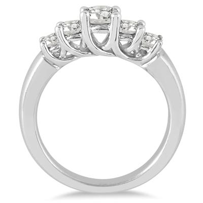 1 Carat TW Five Stone Diamond Wedding Band in 10K White Gold
