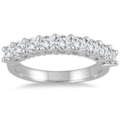 1/2 Carat TW Diamond 9 Stone Wedding Band in 10K White Gold