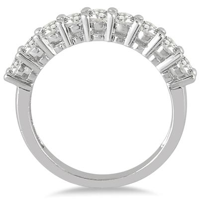1/2 Carat TW Diamond 9 Stone Wedding Band in 10K White Gold