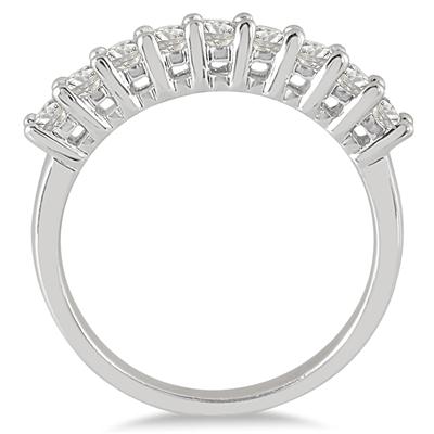1 Carat TW 9 Stone Diamond Wedding Band in 10K White Gold