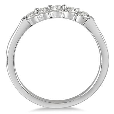 1/4 Carat TW Five Stone Diamond Wedding Band in 10K White Gold