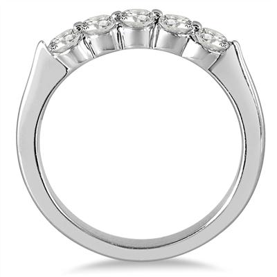 1/2 Carat TW Five Stone Diamond Wedding Band in 10K White Gold