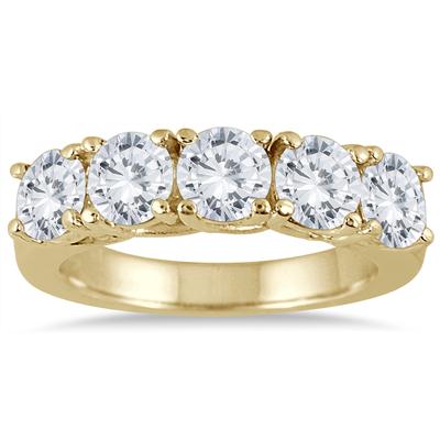 2 1/2 Carat TW Five Stone Diamond Wedding Band in 14K Yellow Gold