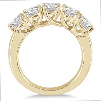 2 1/2 Carat TW Five Stone Diamond Wedding Band in 14K Yellow Gold