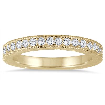 1/3 Carat TW Diamond Engraved Antique Styled Ring in 10K Yellow Gold