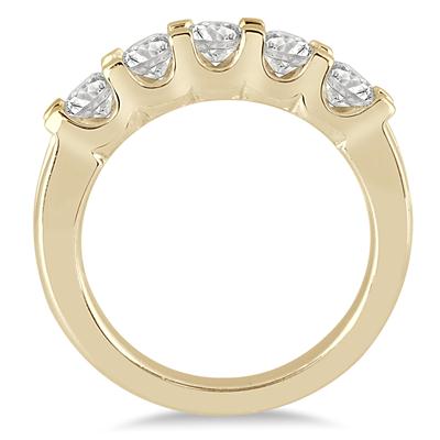 1 Carat TW Five Stone Diamond Wedding Band in 14K Yellow Gold