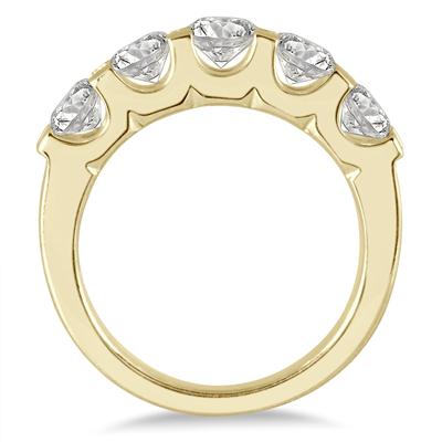 2 Carat TW Five Stone Diamond Wedding Band in 14K Yellow Gold