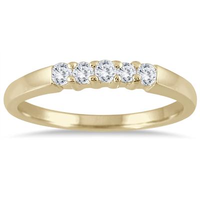 1/4 Carat TW Five Stone Diamond Wedding Band in 10K Yellow Gold