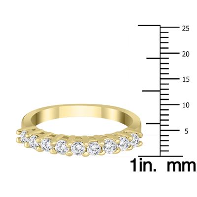 1 Carat 9 Stone Diamond Wedding Band in 10K Yellow Gold