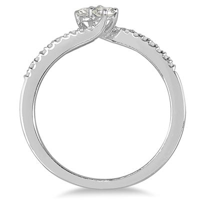 1/4 Carat TW Two Stone Diamond Ring in 10K White Gold (K-L Color, I2-I3 Clarity)