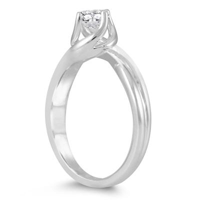 1/2 Carat Twisting Wave Diamond Solitaire Ring in 10K White Gold