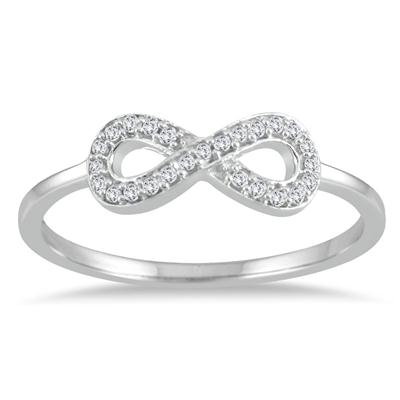 1/10 Carat Diamond Infinity Ring in .925 Sterling Silver