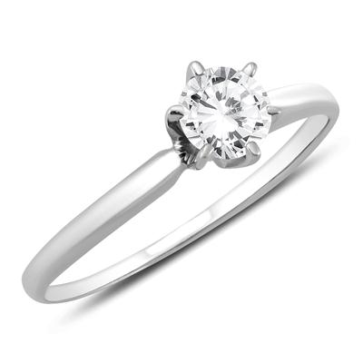 Almost 1/2 Carat Round Diamond Solitaire Ring in 14K White Gold