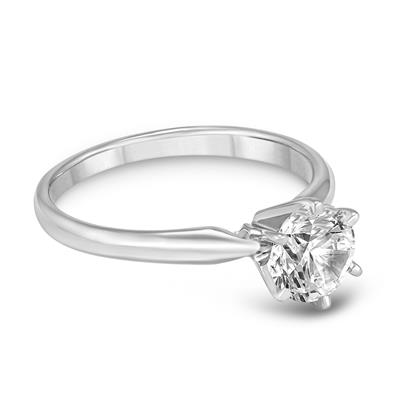 PREMIUM QUALITY - 3/4 Carat Diamond Solitaire Ring in 14K White Gold (G-H Color, SI1-SI2 Clarity)