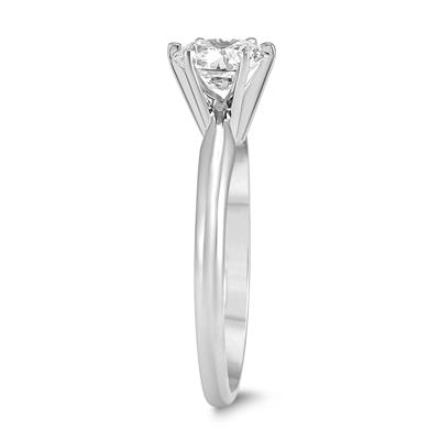 PREMIUM QUALITY - 3/4 Carat Diamond Solitaire Ring in 14K White Gold (G-H Color, SI1-SI2 Clarity)