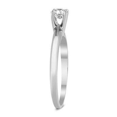 1/3 Carat Round Diamond Solitaire Ring in 14K White Gold