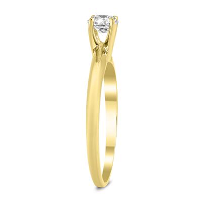 1/3 Carat Round Diamond Solitaire Ring in 14K Yellow Gold