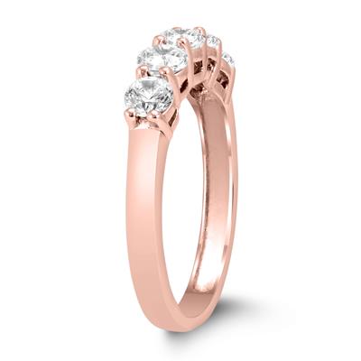 1 Carat TW Five Stone Diamond Wedding Band in 14K Rose Gold