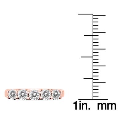 1 Carat TW Five Stone Diamond Wedding Band in 14K Rose Gold