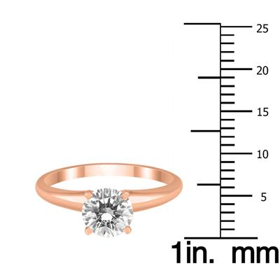 AGS Certified 1 Carat Diamond Solitaire Ring in 14K Rose Gold (H-I Color, I1-I2 Clarity)