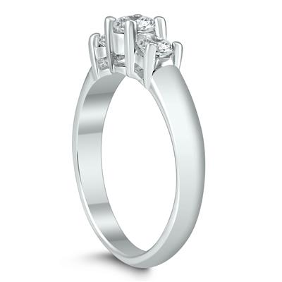 AGS Certified 3/4 Carat TW Three Stone Diamond Ring in 10K White Gold