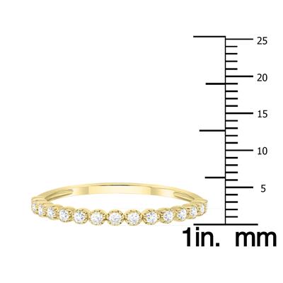 1/5 Carat TW Beaded Crown Setting Diamond Wedding Band in 10K Yellow Gold (Wedding, Stackable or Fashion Ring)