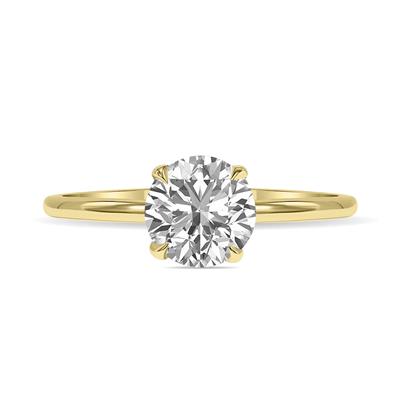Lab Grown 1 Carat Diamond Solitaire Ring in 14K Yellow Gold