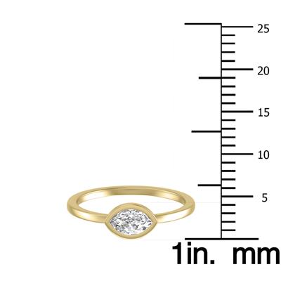 Lab Grown 1/2 Carat Marquise Bezel Solitaire Diamond Ring in 14K Yellow Gold