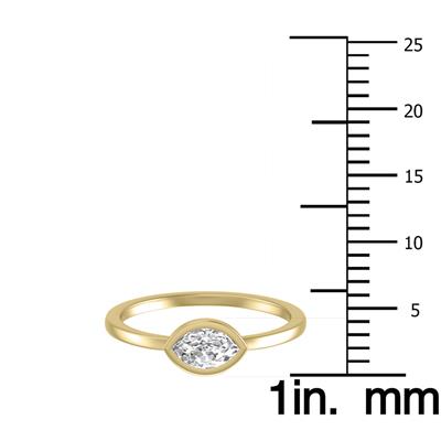 Lab Grown 1/2 Carat Marquise Bezel Solitaire Diamond Ring in 14K Yellow Gold 