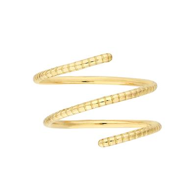 14K Solid Yellow Gold Ribbed Texture Wrap Ring